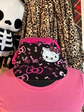 y2k Hello Kitty Pink & Black military Hat